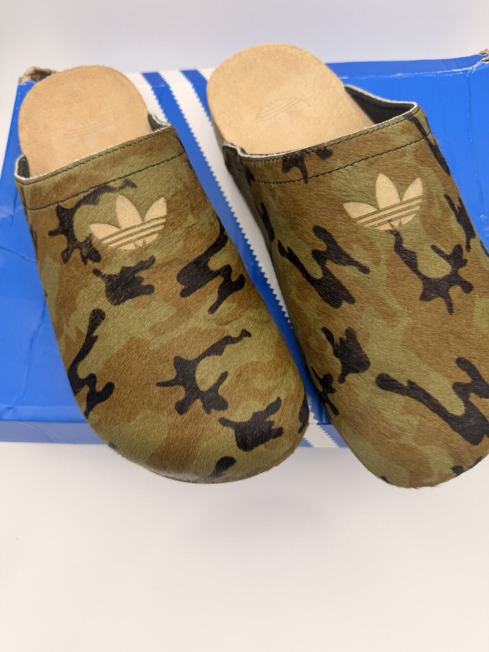 adidas Adimule Camo Mule Slides KZ6734 Real Cow Fur NWT Men's 8 Women's 9